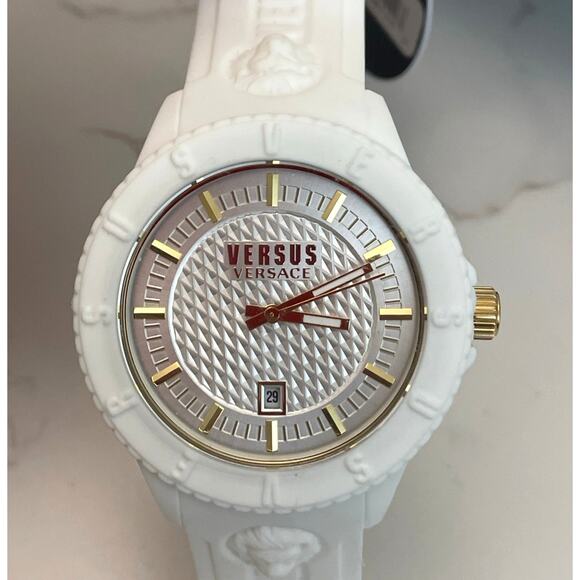 VERSUS VERSACE Unisex Watch White Silicone Gold Tone Accents NWT - Picture 4 of 8